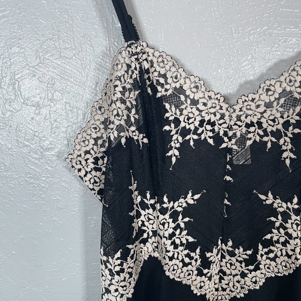Wacoal Women XL Black Embrace Lace Sheer Chemise Slip Coquette Feminine Regency - Picture 4 of 10